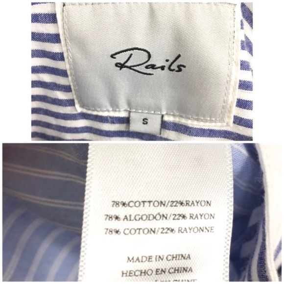 RAILS Stripe Regular Fit Casual Bottom Down Shirt in  Blue with White Size S - Picture 5 of 5